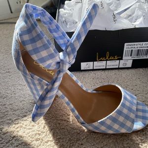 Lulus blue and white gingham heels